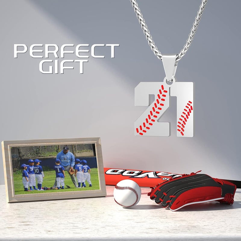 Wikavanli Personalized Baseball Jersey Number 00-99 Necklace - Stainless Steel Baseball Chain Pendant Necklace - Team Jewelry Gift for Boys, Girls, Men, Women - Image 4